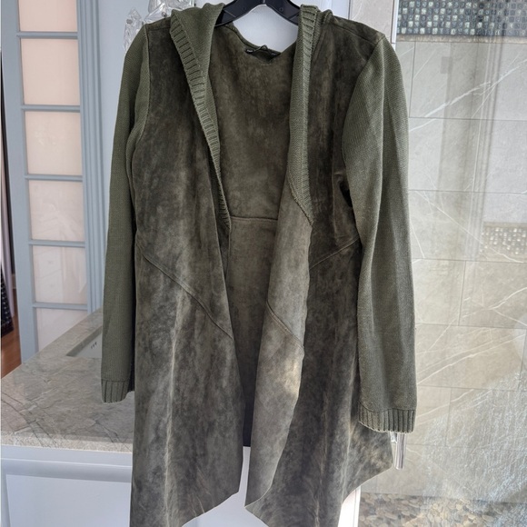 BlankNyc Faux Suede Dark Green Hoodie Cardigan - Picture 11 of 13